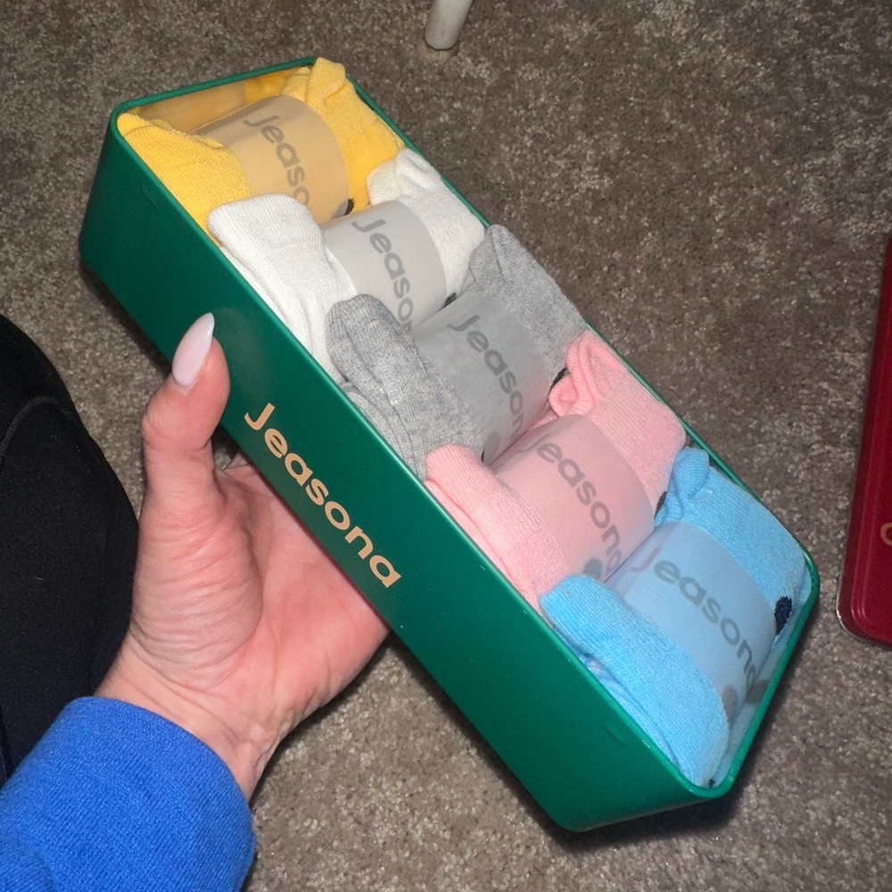 Colorful Cat Sock Set - Yellow, White, Gray, Pink, Blue